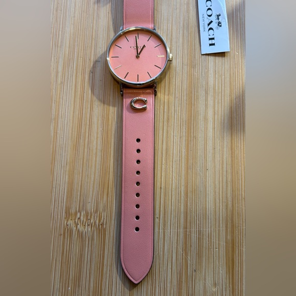Coach Perry Watch With 36mm Coral Pink Face & Coral Pink Leather Band - Picture 5 of 6